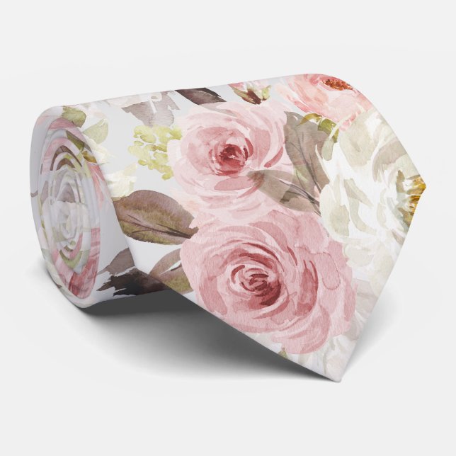 PixDezines H2 Blush Dusty Pink Roses DIY Bckgrnd Krawatte (Gerollt)