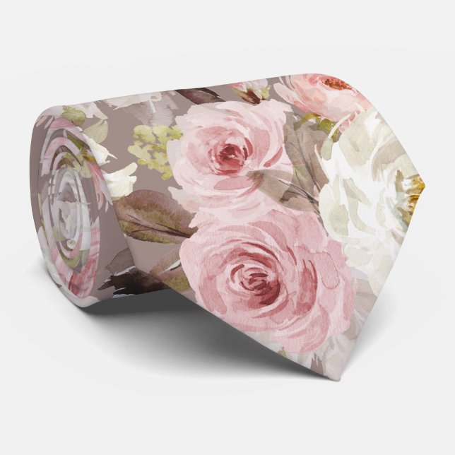 PixDezines H2 Blush Dusty Pink Roses DIY Bckgrnd Krawatte (Gerollt)