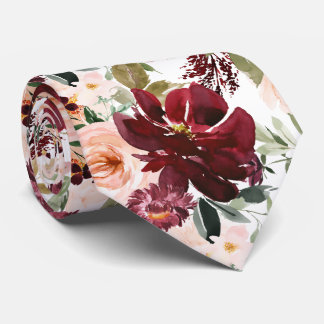 PixDezines H2 Blush Pink Burgundy Flowers  Krawatte