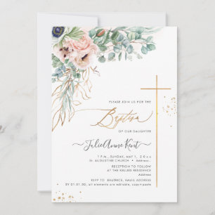 PixDezines H2 Blush Weiße Anemonen Taufe  Einladung