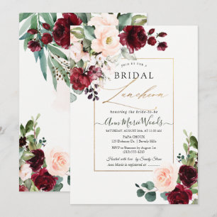 PixDezines H2 Burgundy Blush Bridal Luncheon Einladung