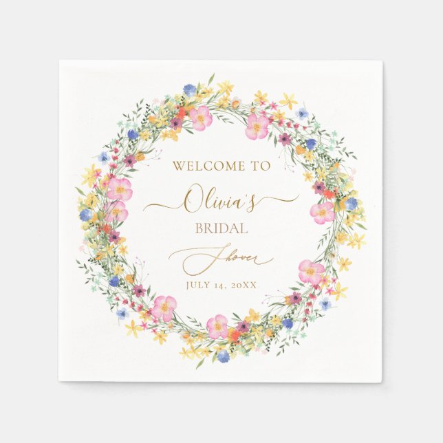 PixDezines H2 Delikate Wilde Blume Brautparty Serviette (Vorderseite)