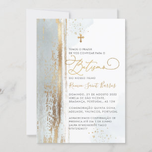 PixDezines H2 Dusty Blue Batismo Einladung