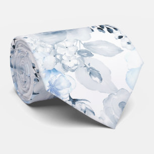 PixDezines H2 Dusty Blue Navy Rose Neck Tie Krawatte