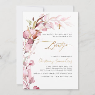 PixDezines H2 Dusty Blush Gum Eucalyptus Bautizo Einladung