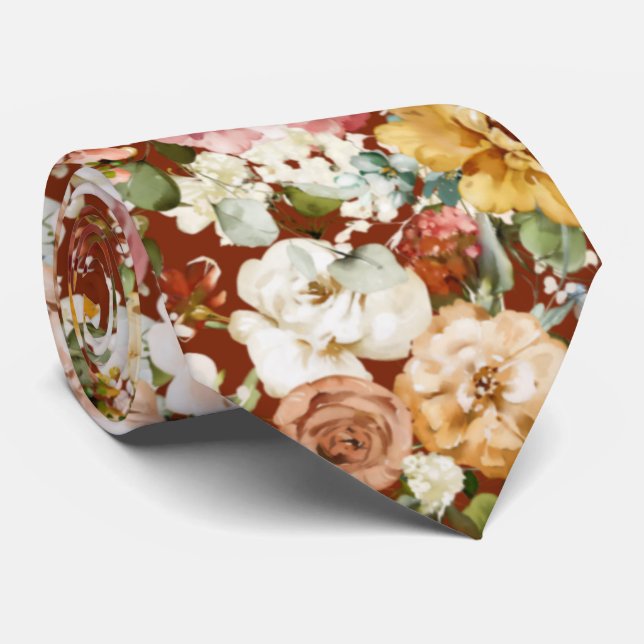 PixDezines H2 Fall Garden Blume Neck Tie Krawatte (Gerollt)