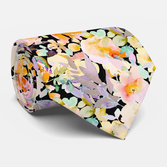 PixDezines H2 Frühlingsblumen Blush Senf Krawatte (Gerollt)