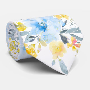 PixDezines H2 Frühlingsblumen Gelb Blaue Rosen Krawatte