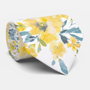 PixDezines H2 Frühlingsblumen Gelb Blaue Rosen Krawatte