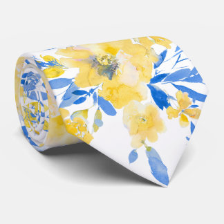PixDezines H2 Frühlingsblumen Gelbe Blaue Rosen Krawatte