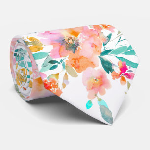 PixDezines H2 Frühlingsblumen Jade Orange Krawatte