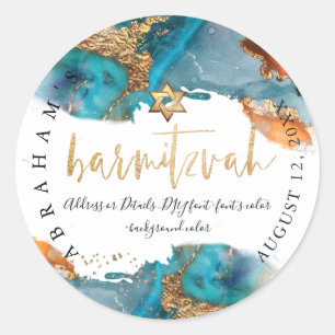 PixDezines H2 Galaxy Moderne Abstrakte Bar Mitzvah Runder Aufkleber