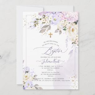 PixDezines H2 Hydrangeas Creme Rose Taufe Einladung