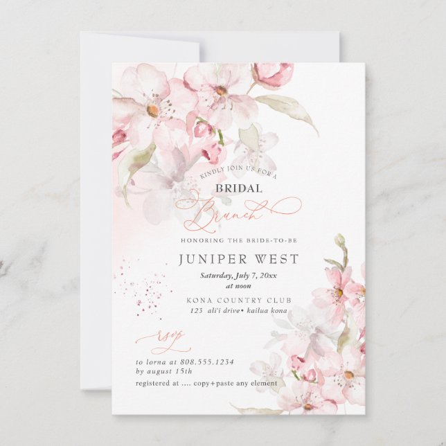 PixDezines H2 Kirschblüten Bridal Brunch Save The Date (Vorderseite)