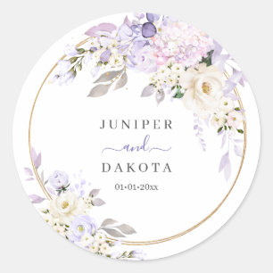 PixDezines H2 Lila Hydrangeas-Rose Runder Aufkleber