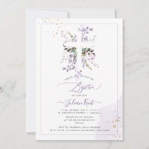 PixDezines H2 Lilac Lila Eukalyptus Taufe Einladung