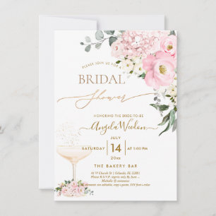 PixDezines H2 Rosa Hortensien Rosen Brautparty Einladung