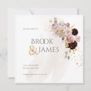PixDezines H2 Rosen in Rosé Schwarz Dahlie Termin  Save The Date