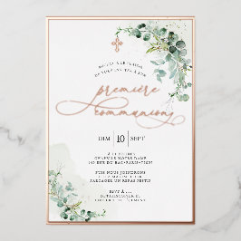 PixDezines H2 Rustic Eucalyptus Première Communion Folieneinladung