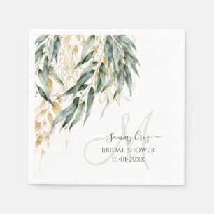 PixDezines H2 Rustic Willow Eucalyptus Monogram Serviette