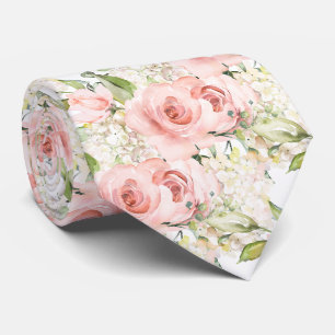 PixDezines H2 Sommer Blassrosa Rosen Hortensie Krawatte