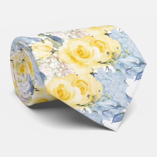 PixDezines H2 Sommer Gelbe Rosen Blaue Hortensien Krawatte
