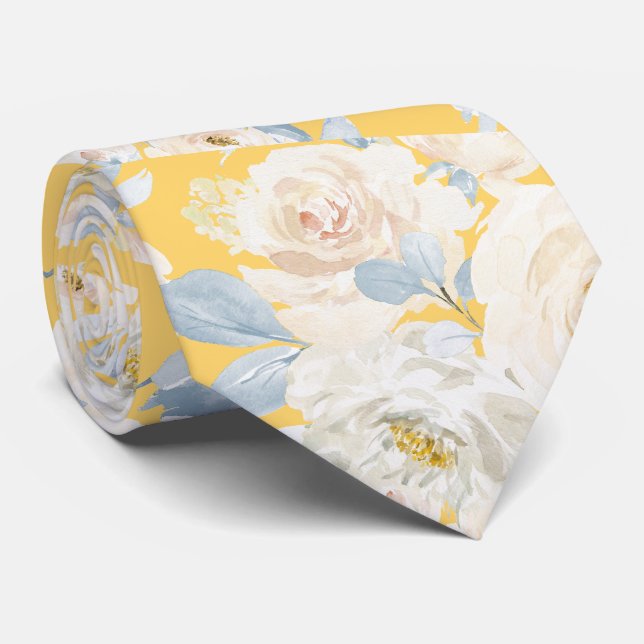 PixDezines H2 Staubblaue Rosen Krawatte (Gerollt)