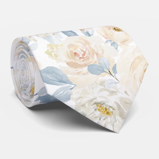 PixDezines H2 Staubblaue Rosen Krawatte (Gerollt)