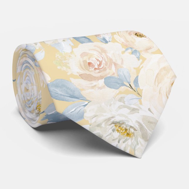 PixDezines H2 Staubblaue Rosen Krawatte (Gerollt)