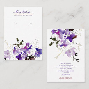 PixDezines H2 Süßpeas Violet Lila Ohrringe Visitenkarte