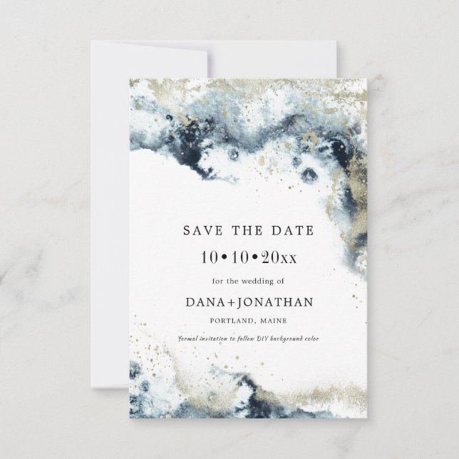 PixDezines H2 Waves Metallic Foam Save the Date (Vorderseite)