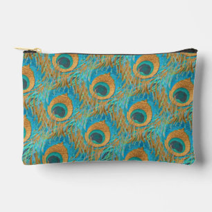 PixDezines Handdrawn H2 Pfau/Cobalt/Aqua Blau Zubehörtasche