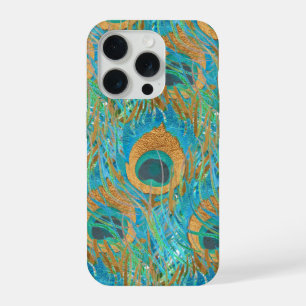 PixDezines Handgezeichneter H2 Pfau/Kobalt/Aquabla iPhone 15 Pro Hülle