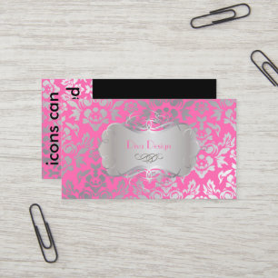 PixDezines Haute Coutour Damast, Falsches Silber/D Visitenkarte