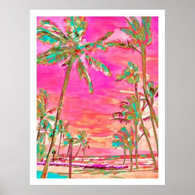 PixDezines Hawaiian Beach/Pink/Aquamarin Poster (Vorne)