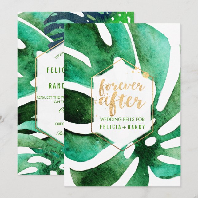 PixDezines Hawaiian Monstera/DIY Hintergrundfarbe Einladung (Vorne/Hinten)