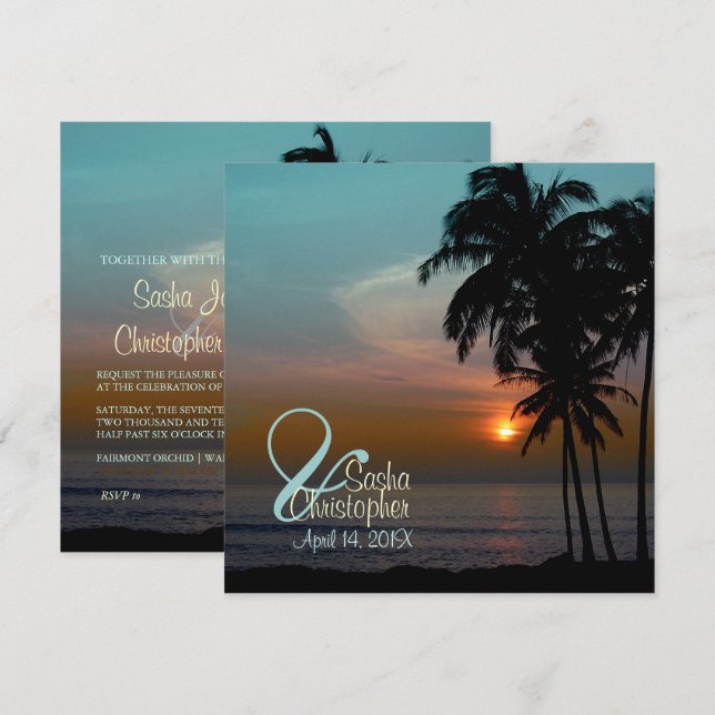 PixDezines Hawaiian Sunset Beach Scence/Aloha Einladung (Vorne/Hinten)