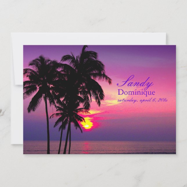 PixDezines Hawaiian Sunset Tropische Hochzeit Einladung (Vorderseite)