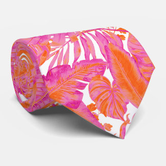 PixDezines Hawaiianischer Dschungel Hot Pink Orang Krawatte