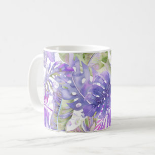 PixDezines Hawaiischer Dschungel Lila Grüner Blatt Kaffeetasse