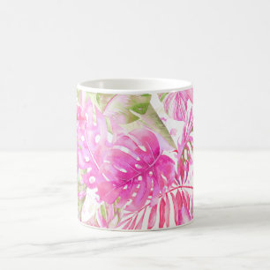 PixDezines Hawaiischer Dschungel Pink Grüner Folia Kaffeetasse