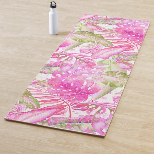 PixDezines Hawaiischer Dschungel Pink Grüner Folia Yogamatte (Beispiel)