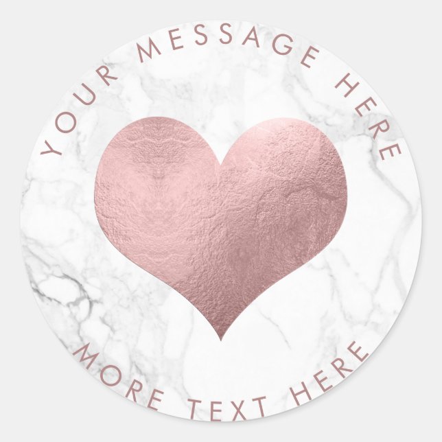PixDezines HEART IMITATS ROSE GOLD+MARBLE Runder Aufkleber (Vorderseite)