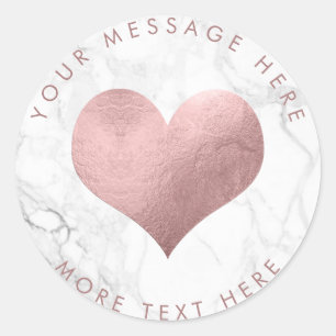 PixDezines HEART IMITATS ROSE GOLD+MARBLE Runder Aufkleber