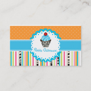 PixDezines Heidelbeere Wirbel Cupcake+Stripes Visitenkarte