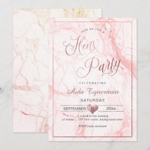 PixDezines Hens Party Imitats Rose Gold Script+Mar Einladung