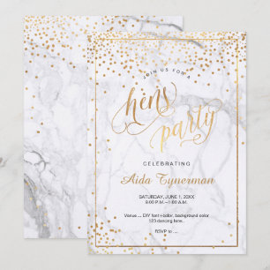 PixDezines Hens Party Marmor Imitats Gold Confetti Einladung