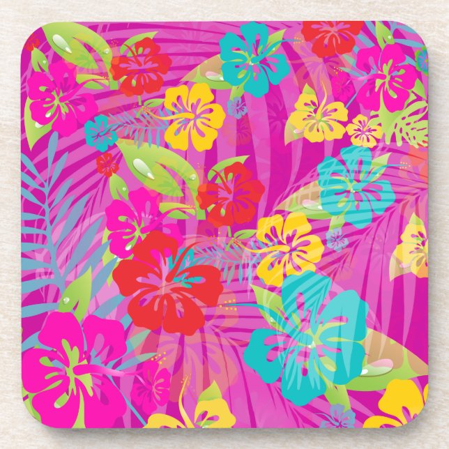 PixDezines-Hibiskus/DIY-Hintergrundfarbe Getränkeuntersetzer (Vorderseite)