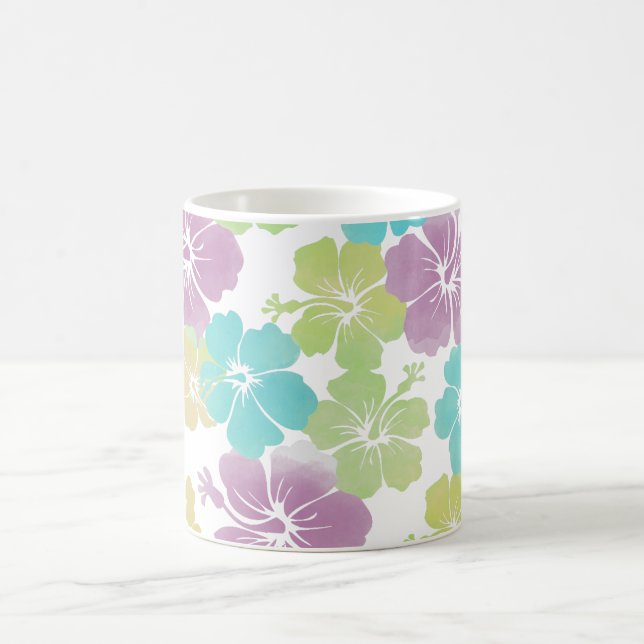 PixDezines-Hibiskus/Farbhintergrund Tasse (Mittel)