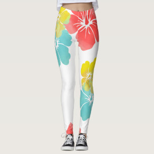 PixDezines Hibiskus/Gelb/Orange/Aqua/DIY-Hintergru Leggings